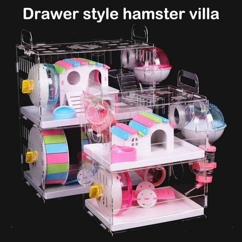 Drawer Type Acrylic Hamster Cage