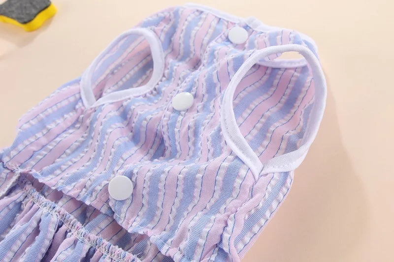 Spring Summer Stripe Sphynx Cat Bow Skirt