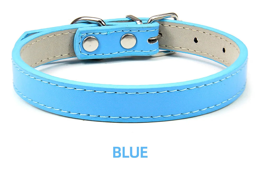 Soft Leather Solid Dog Collar