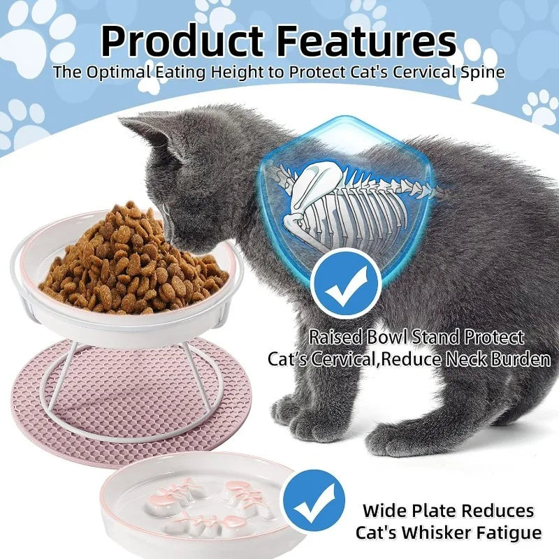 1set Upgrade Raised Cat Dog Slow Feeder Bowl