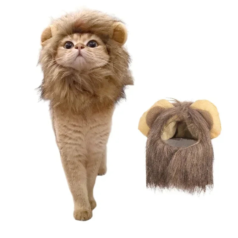 Cat Cosplay Dress Up Pet Hat Lion Mane