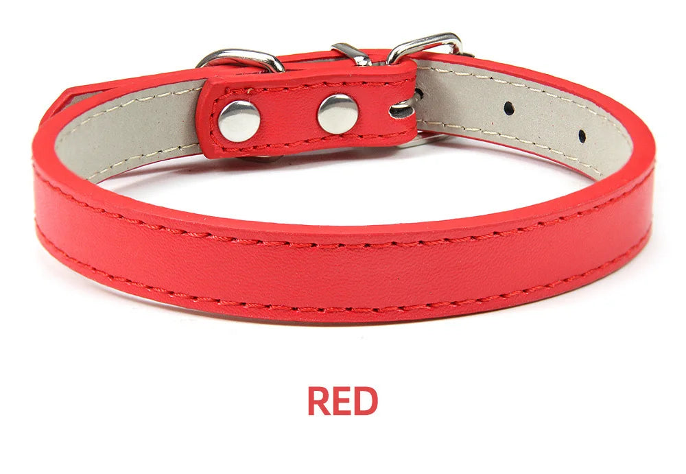 Soft Leather Solid Dog Collar