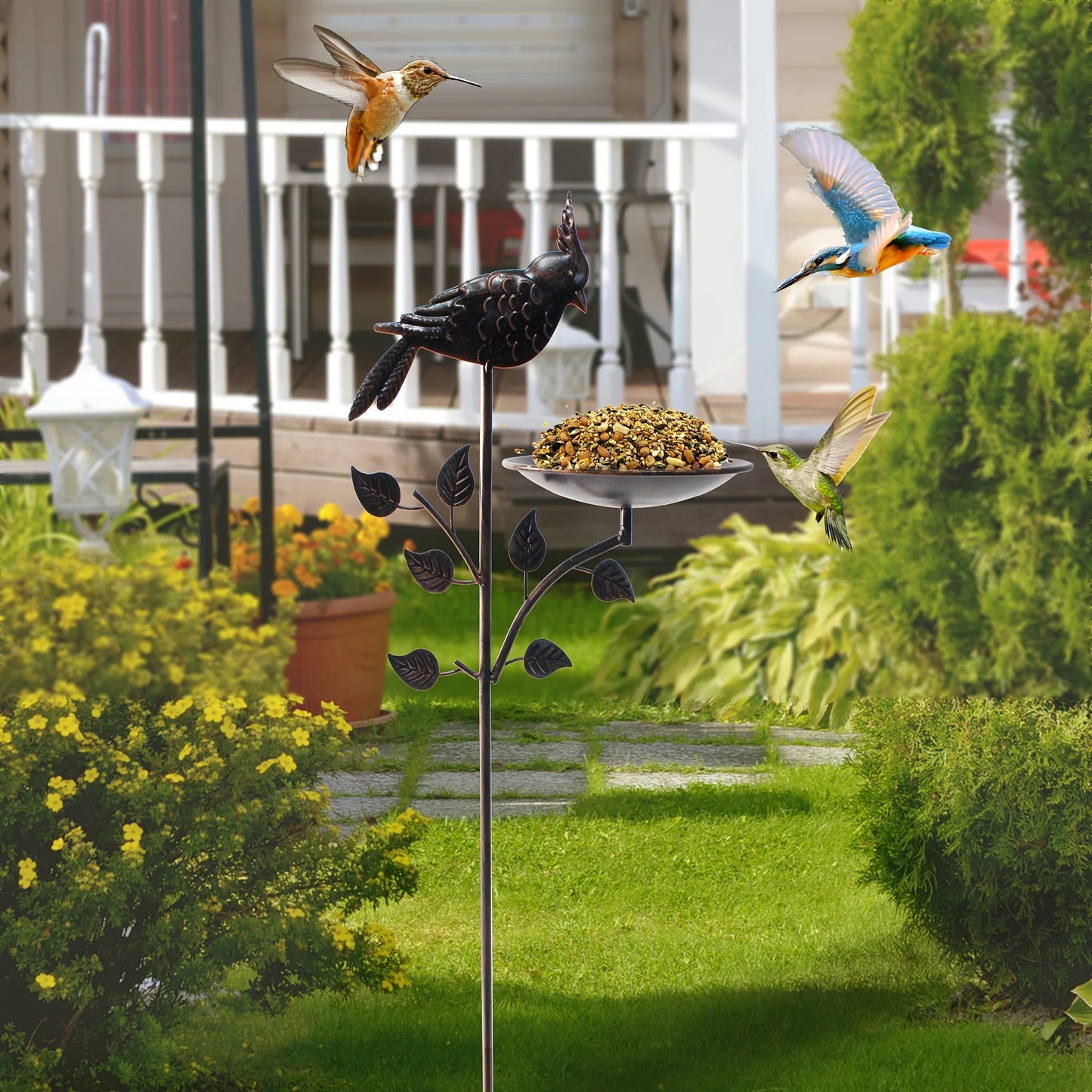 Oriole Bird Feeder Stake
und Feeders, Deep Antique Copper