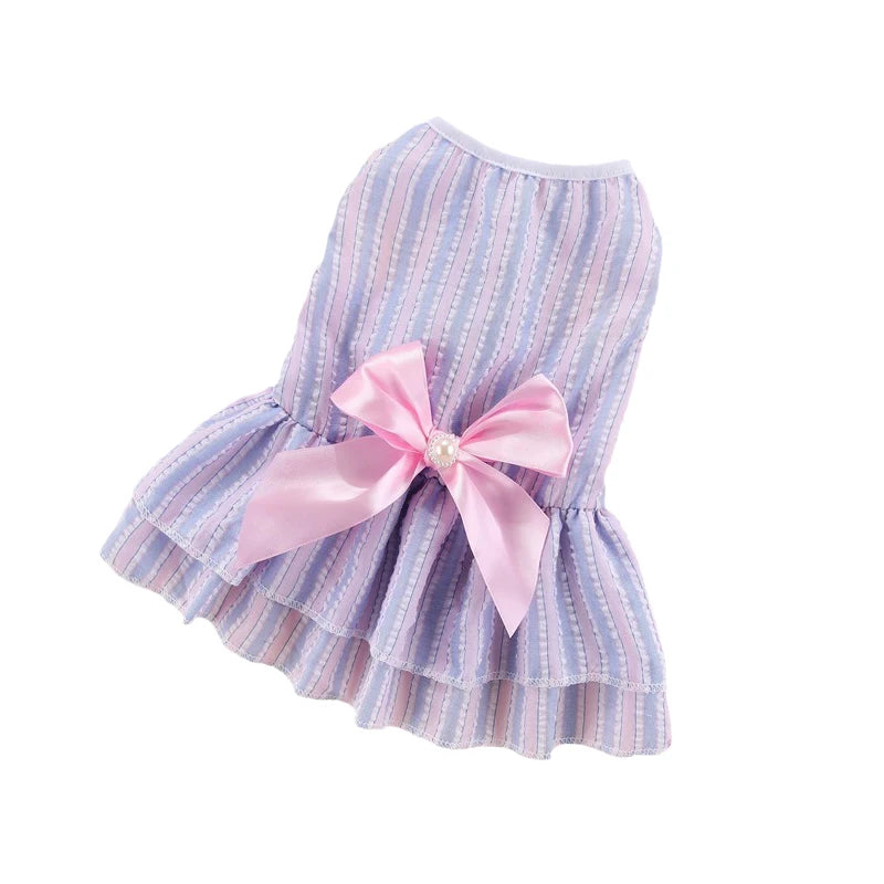 Spring Summer Stripe Sphynx Cat Bow Skirt