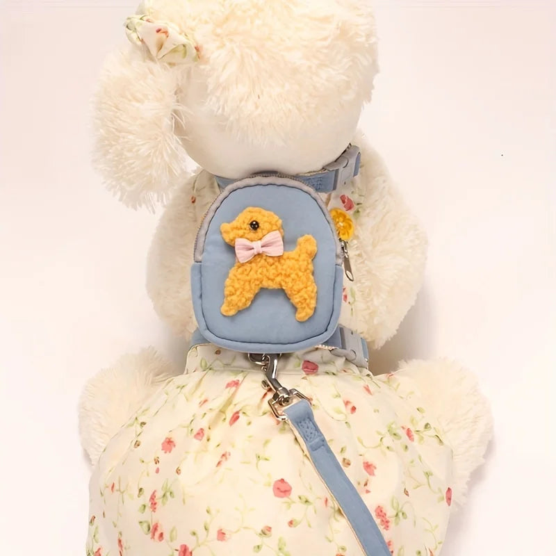 Soft Pet Vest with Backpack and Leash