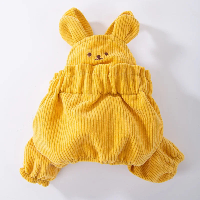 Cute Little Bear Corduroy Overalls Set