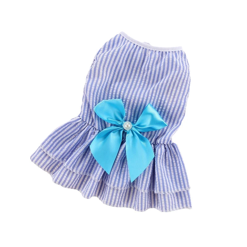 Spring Summer Stripe Sphynx Cat Bow Skirt