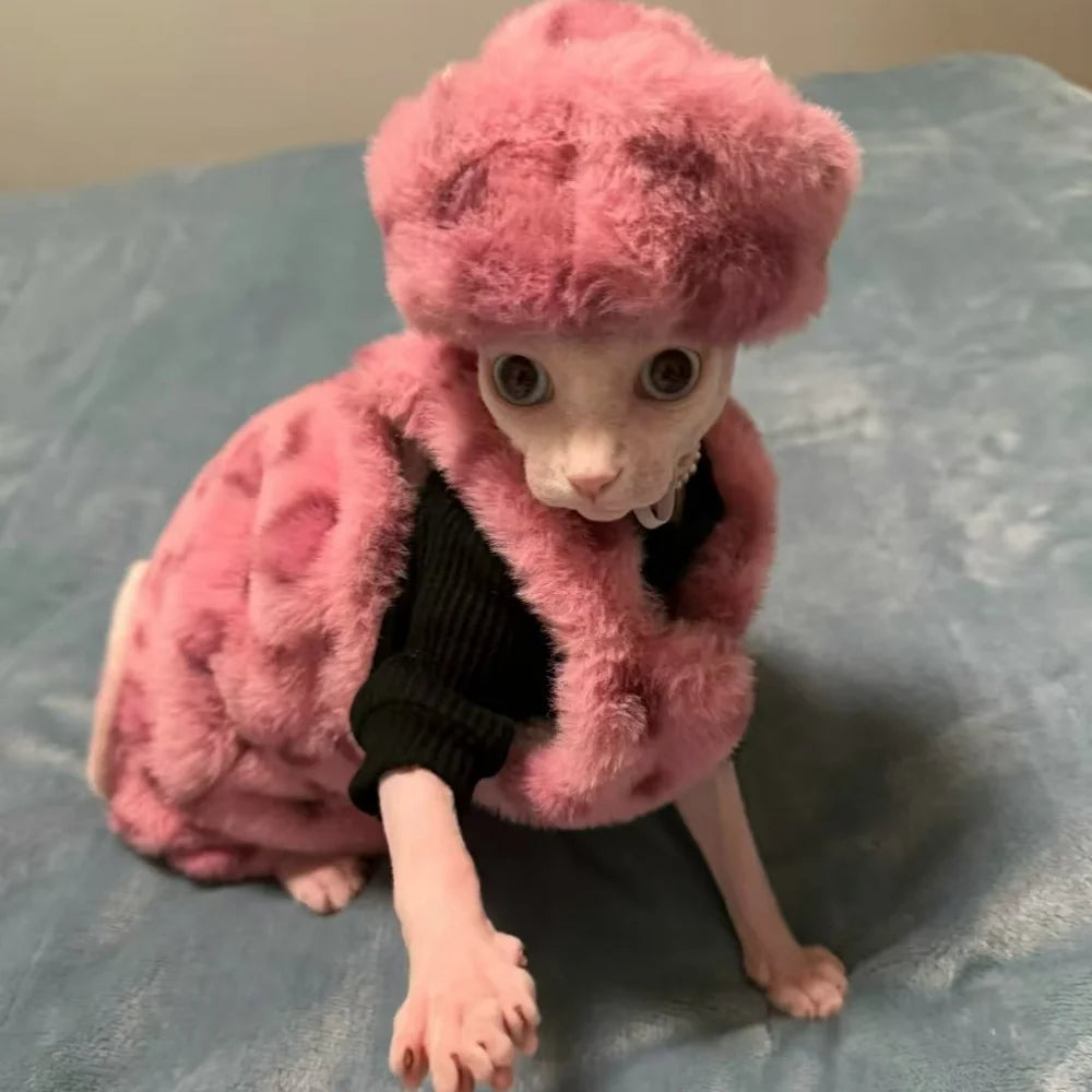 Sphynx Cat Clothing Warm Fleece 4-legged thick Coat