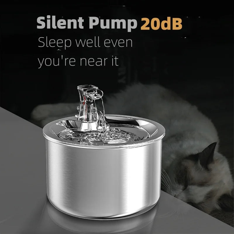2L fully stainless steel pet water dispenser with optional sensor and heater
