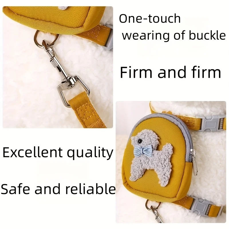 Soft Pet Vest with Backpack and Leash