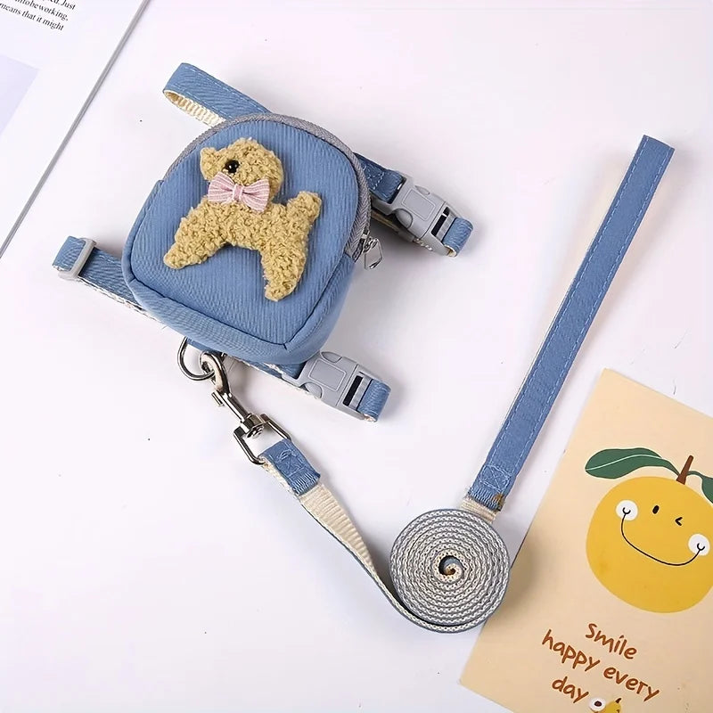 Soft Pet Vest with Backpack and Leash