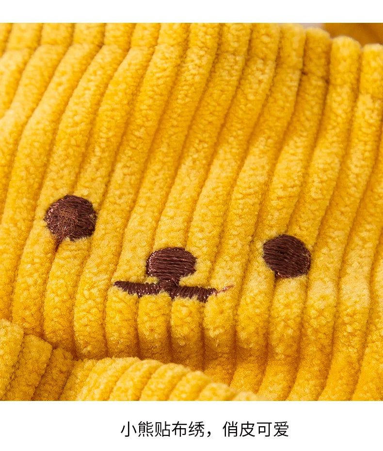 Cute Little Bear Corduroy Overalls Set