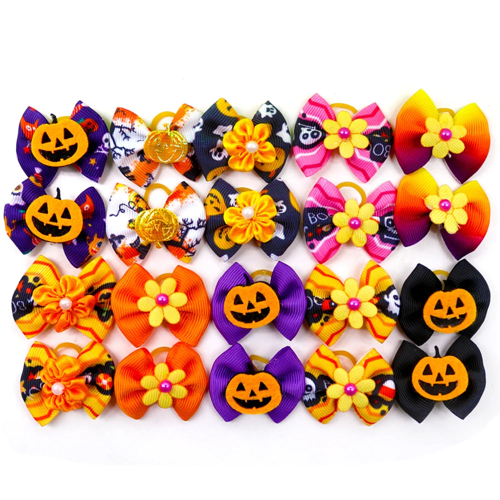 10/20/30PCS Halloween Pet Dog Bows