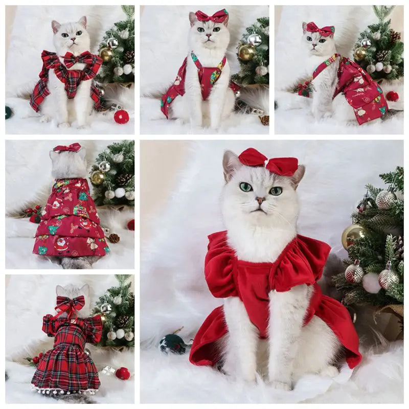Pet Cat Dress Clothes Christmas