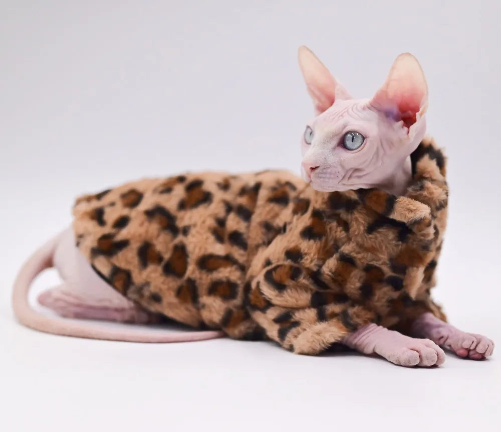 Hairless Cat Clothes Winter Two-layers Warm Thick Cat Apparel for Sphynx Cats, Devon Rex Cats,Small Cats and Dogs