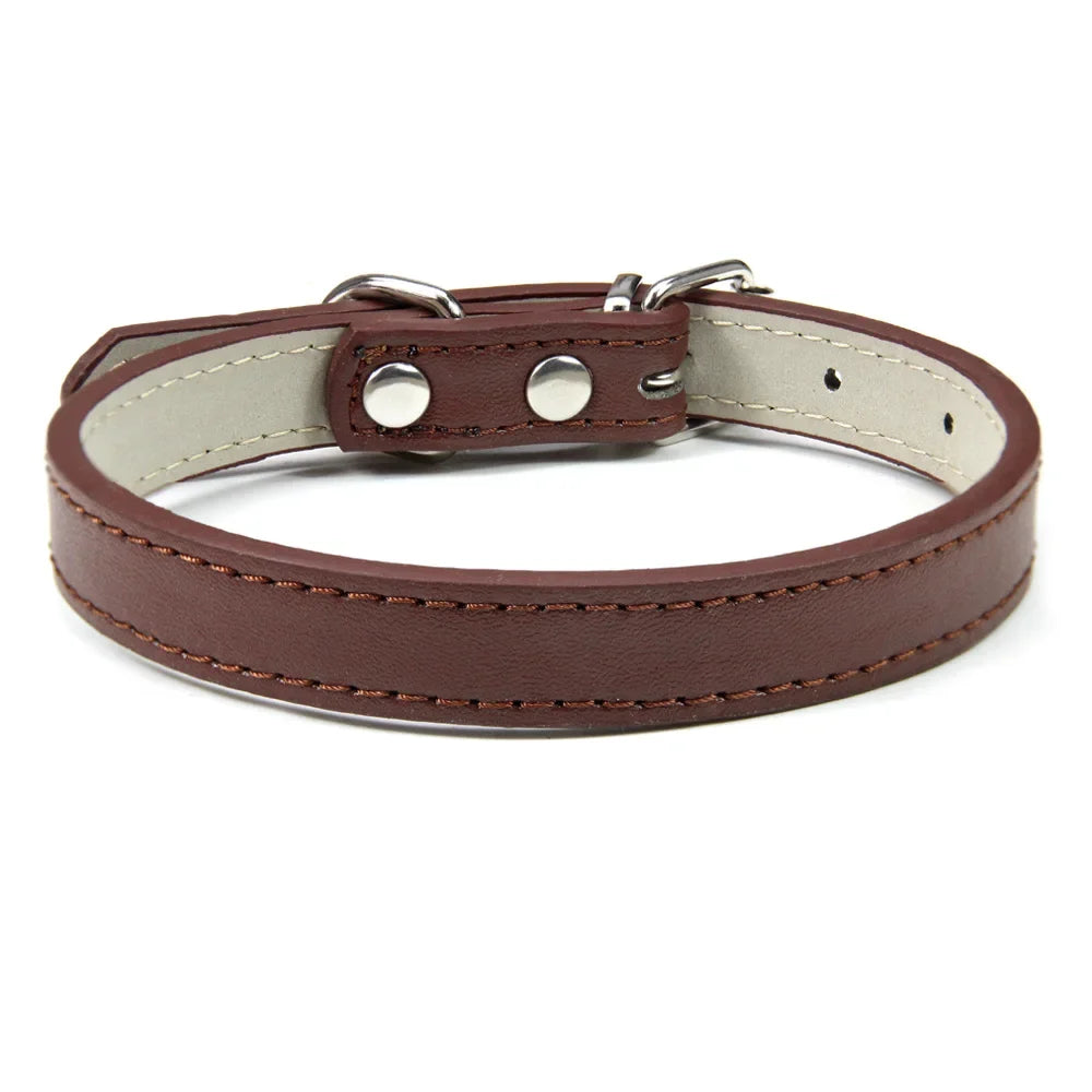 Soft Leather Solid Dog Collar
