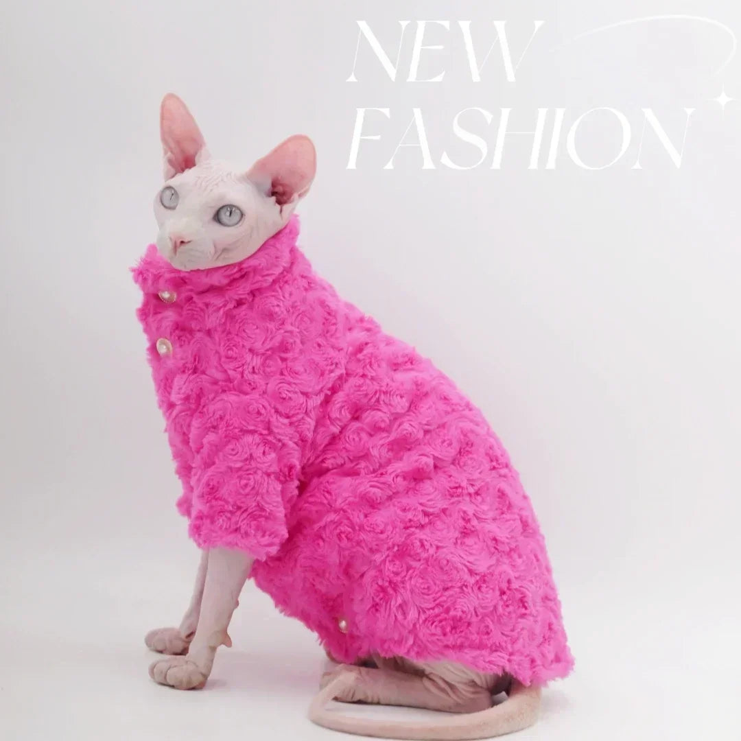 Hairless Cat Clothes Winter Two-layers Warm Thick Cat Apparel for Sphynx Cats, Devon Rex Cats,Small Cats and Dogs