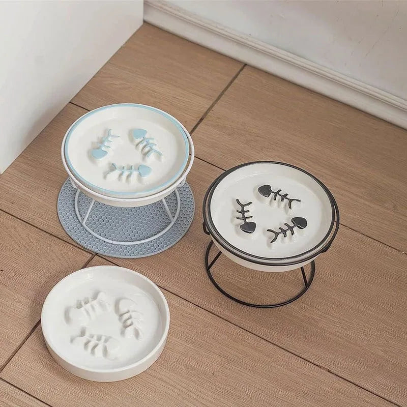 1set Upgrade Raised Cat Dog Slow Feeder Bowl