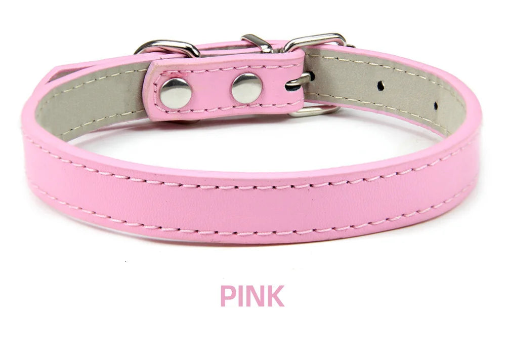 Soft Leather Solid Dog Collar