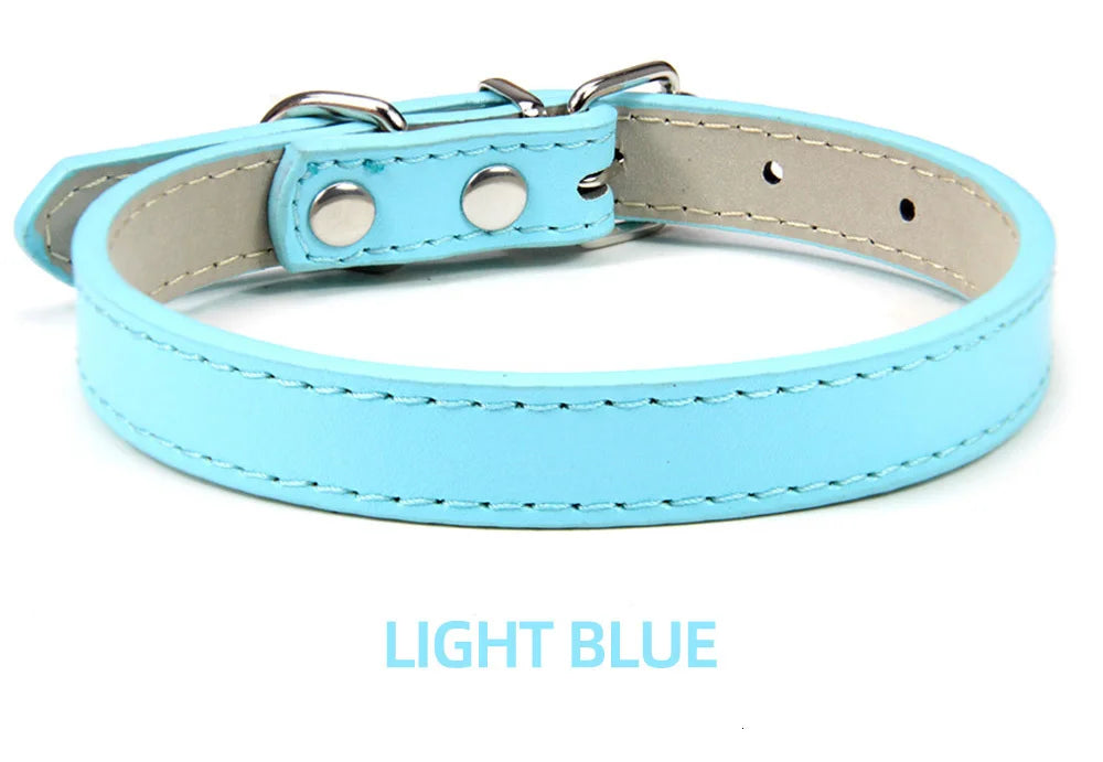 Soft Leather Solid Dog Collar