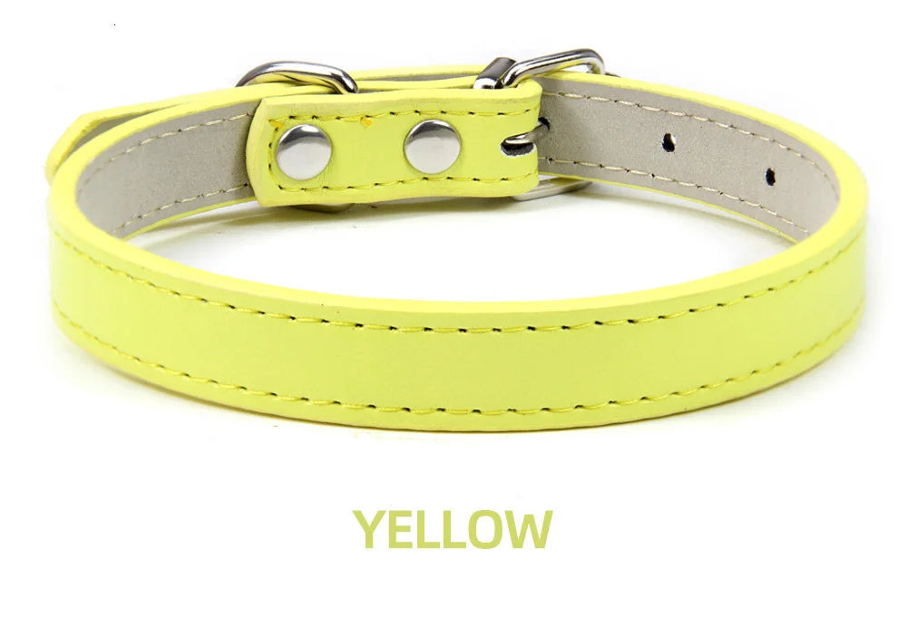 Soft Leather Solid Dog Collar
