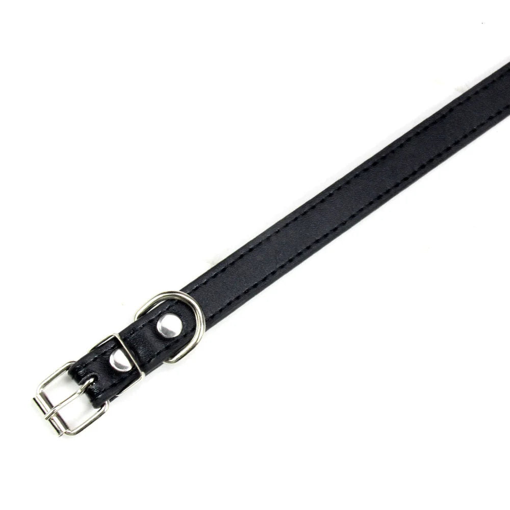 Soft Leather Solid Dog Collar