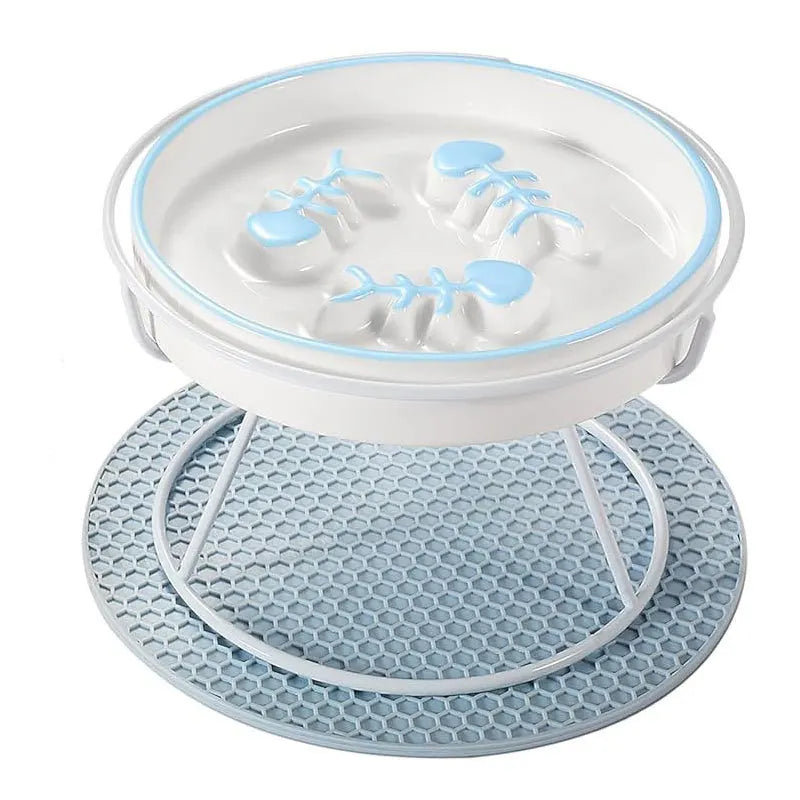 1set Upgrade Raised Cat Dog Slow Feeder Bowl