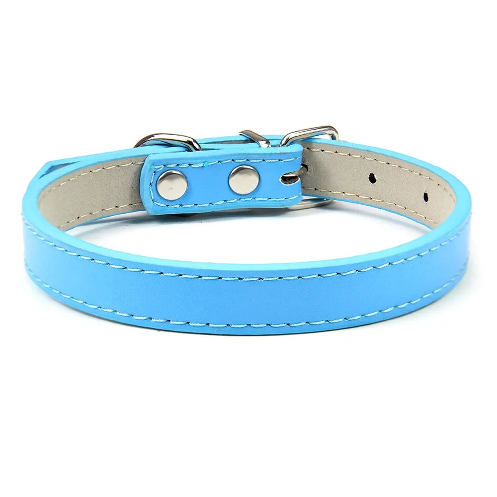 Soft Leather Solid Dog Collar