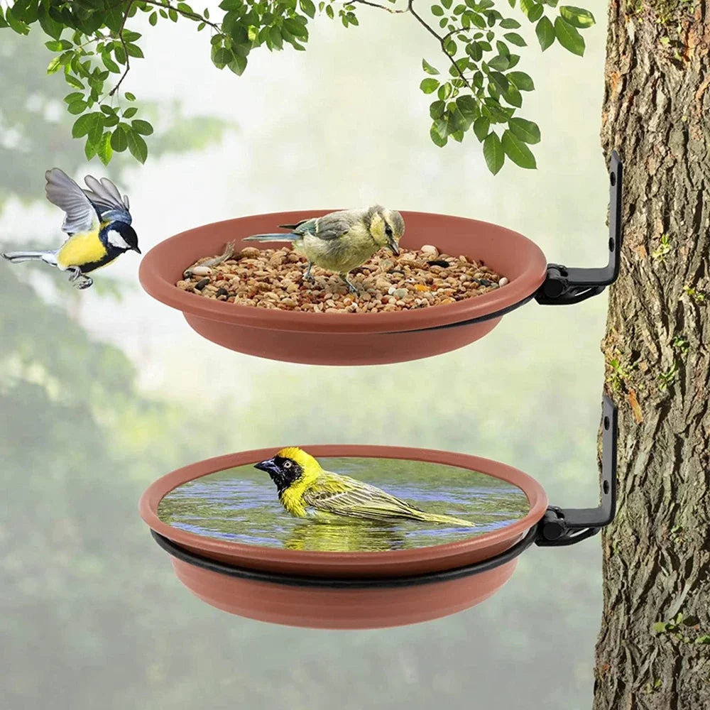 Tree Mounted Bird Feeder Birds Bath Bowl