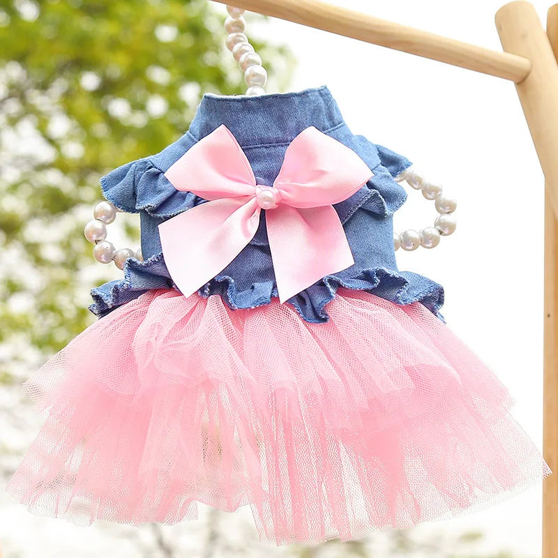 Denim Sphynx Cat Princess Dress