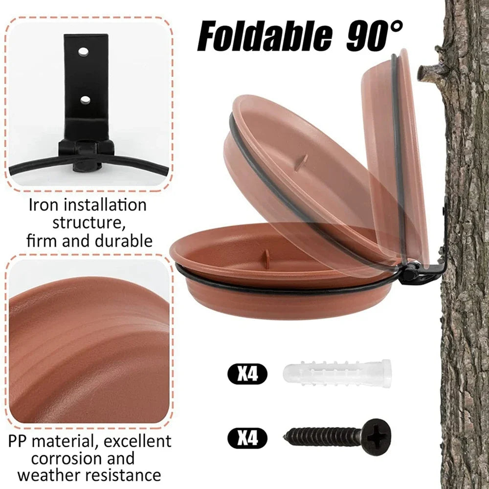 Tree Mounted Bird Feeder Birds Bath Bowl
