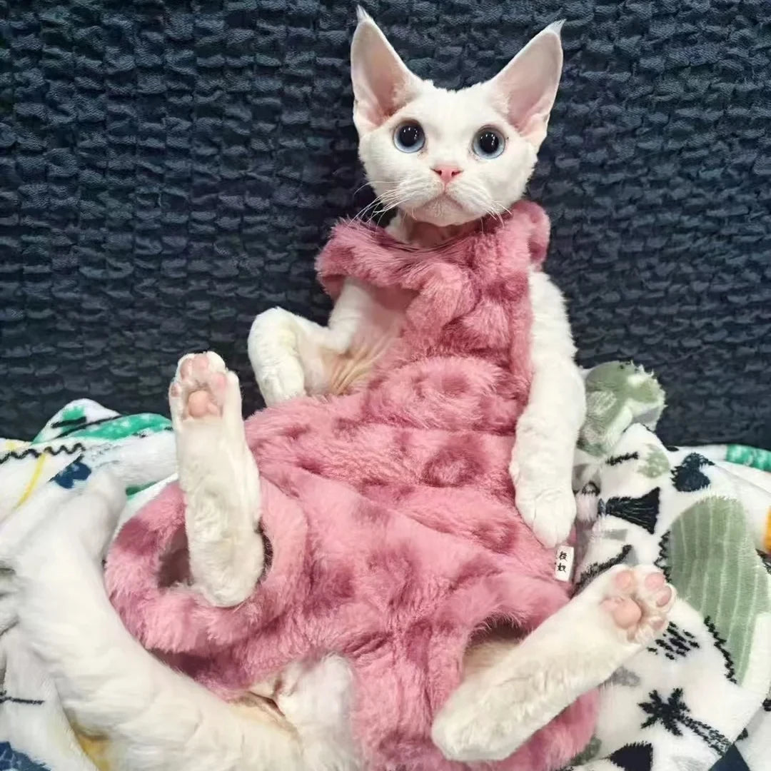 Sphynx Cat Clothing Warm Fleece 4-legged thick Coat