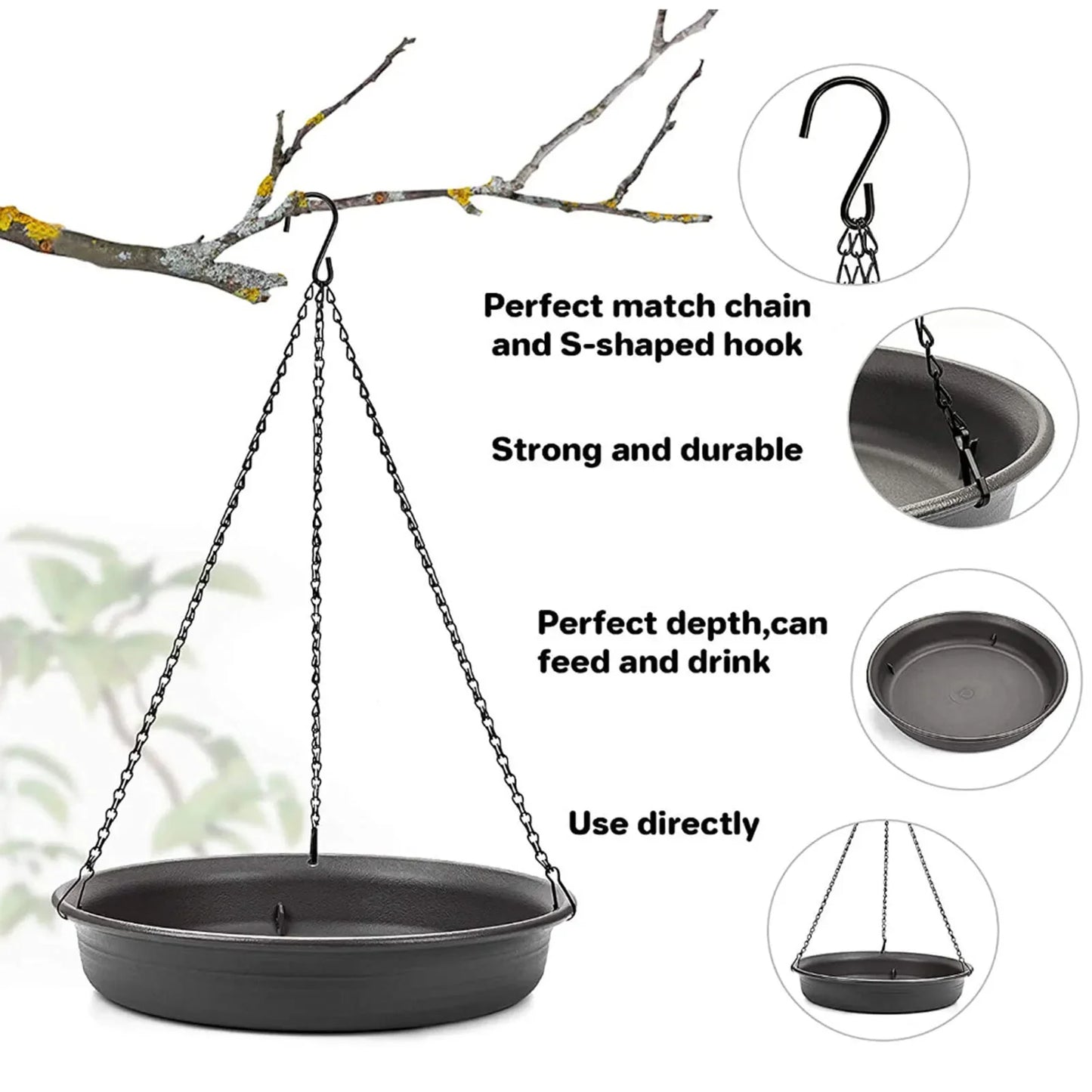 Hanging Bird Feeder, Water, Bath Tray