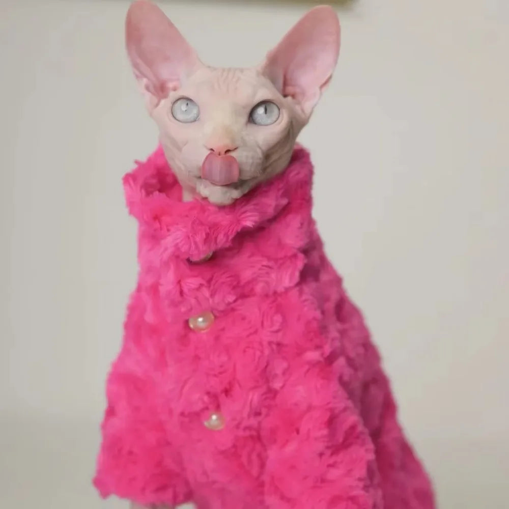 Hairless Cat Clothes Winter Two-layers Warm Thick Cat Apparel for Sphynx Cats, Devon Rex Cats,Small Cats and Dogs