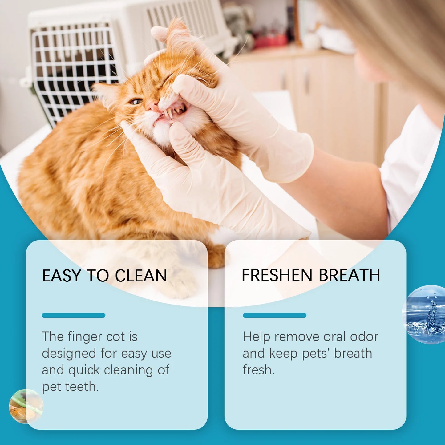 50pcs Pet Dental Care Finger Wipes Clean Stain Dog Cat Oral Care Toothbrush Wipes