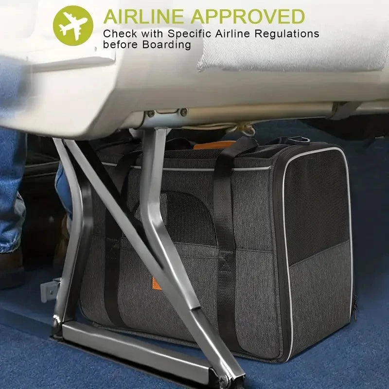 Foldable Cat Carrier Bag With Safety Zippers