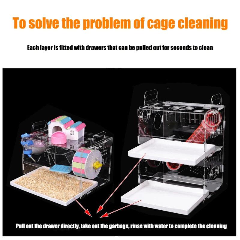 Drawer Type Acrylic Hamster Cage