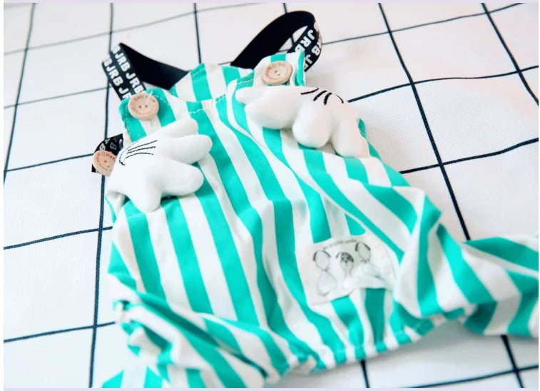 Summer Stripe Cat Dog Jumpsuit