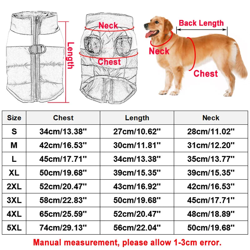 8 Size S-5XL Winter Dog cat, puppy vest coat jacket