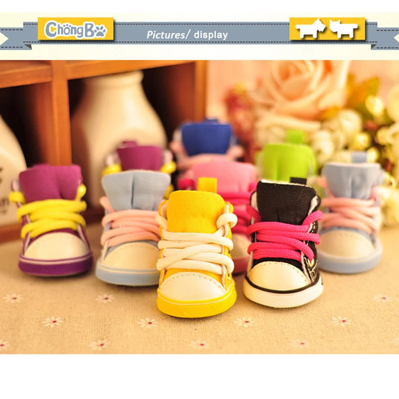 4pcs\lot Autumn Winter Outdoor warm Pet Dog Denim Shoes