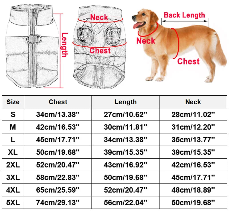 8 Size S-5XL Winter Dog cat, puppy vest coat jacket