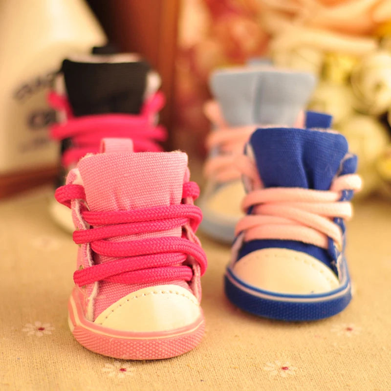 4pcs\lot Autumn Winter Outdoor warm Pet Dog Denim Shoes