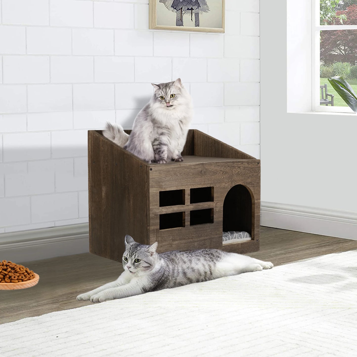 Wooden Cat Cave Bed
