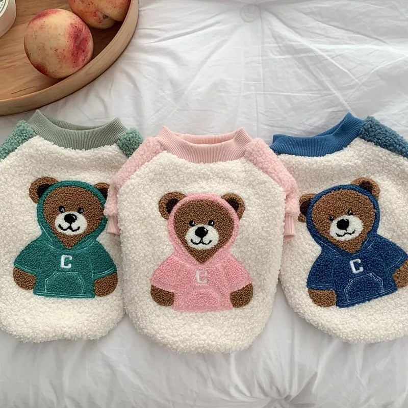 Embroidered Bear Dog Sweatshirt