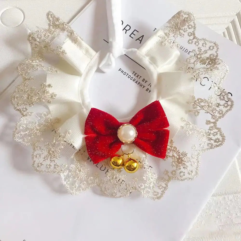 Organza Lace Bowknot Cat Collar