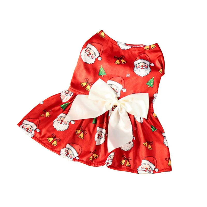 Christmas Pet Clothes Round Neck Sleeveless Printed Dress