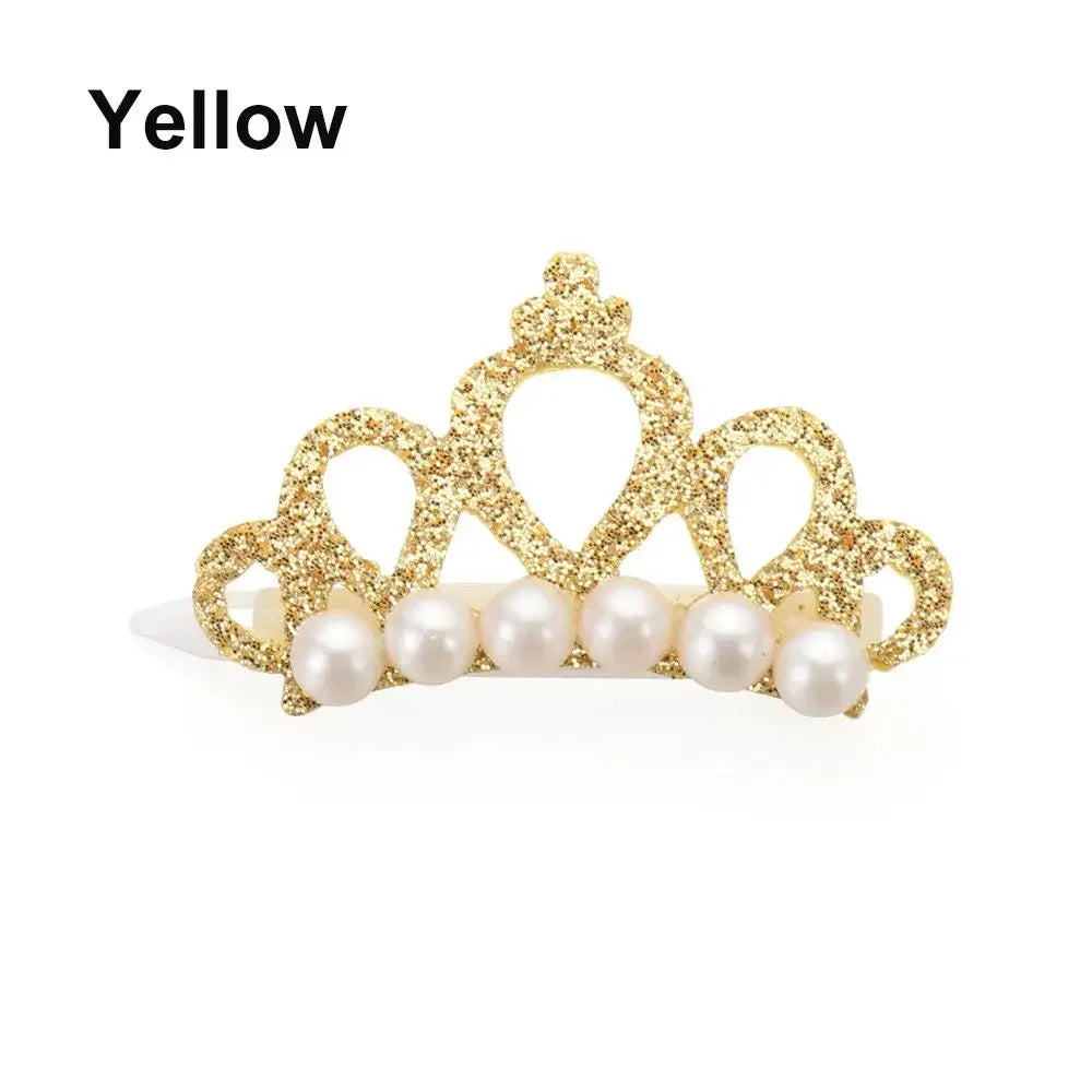 Small Dogs Faux Pearl Crown Shape Bows