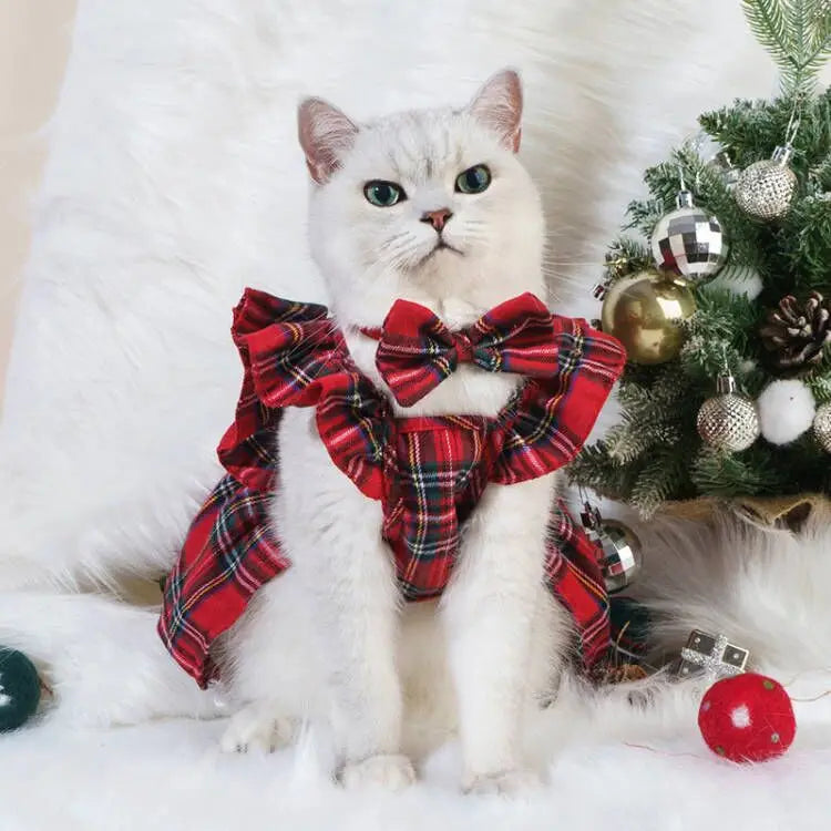 Pet Christmas Plaid Dress