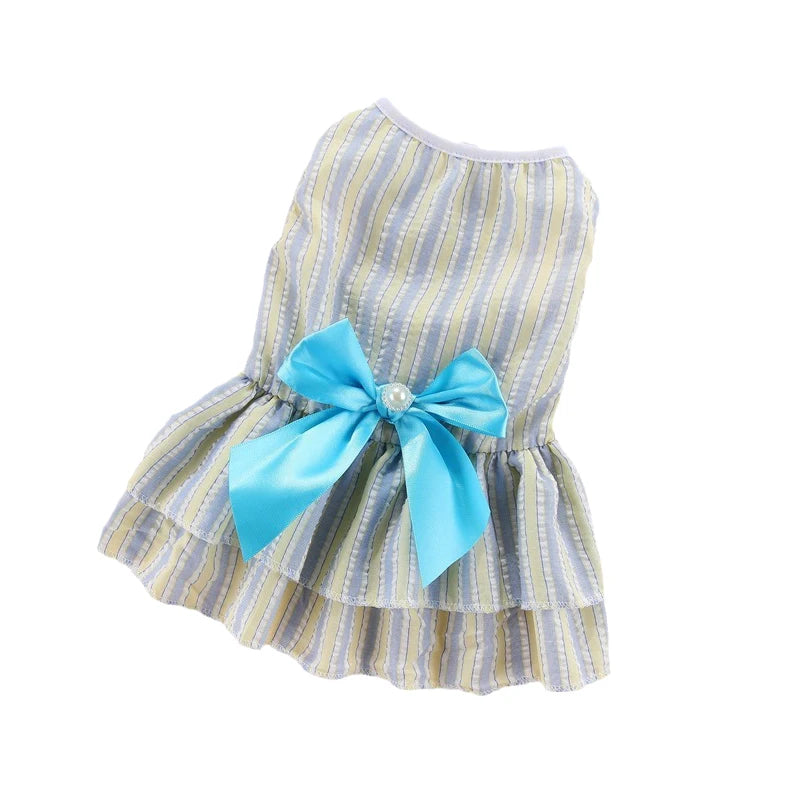 Spring Summer Stripe Sphynx Cat Bow Skirt