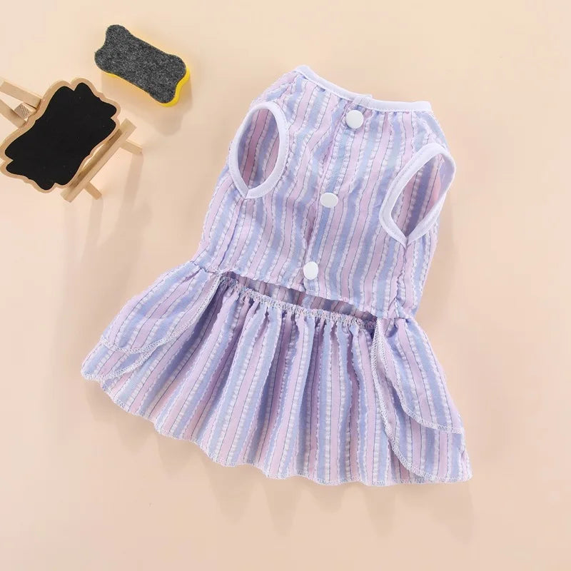 Spring Summer Stripe Sphynx Cat Bow Skirt